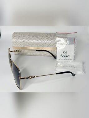 ✨ JIMMY CHOO Hester/S Crystal Embellished Square Sunglasses - Gold/Grey ✨